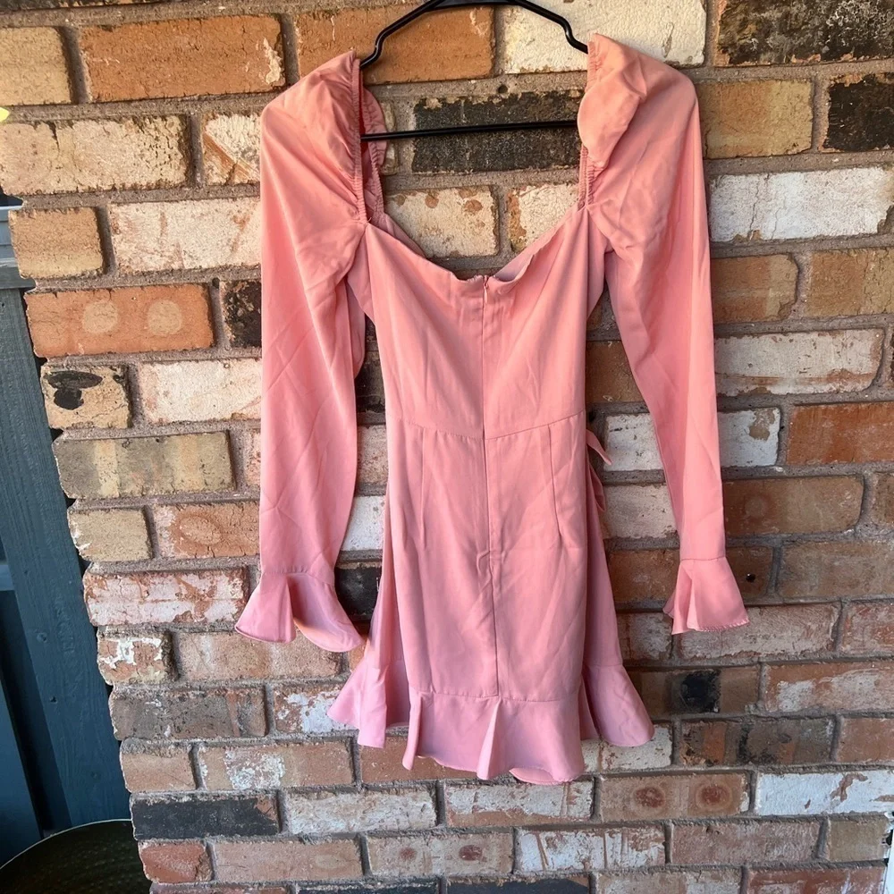 NWT Revolve More To Come Khloe Ruffle Sleeve Mini Dress in Blush Pink XS